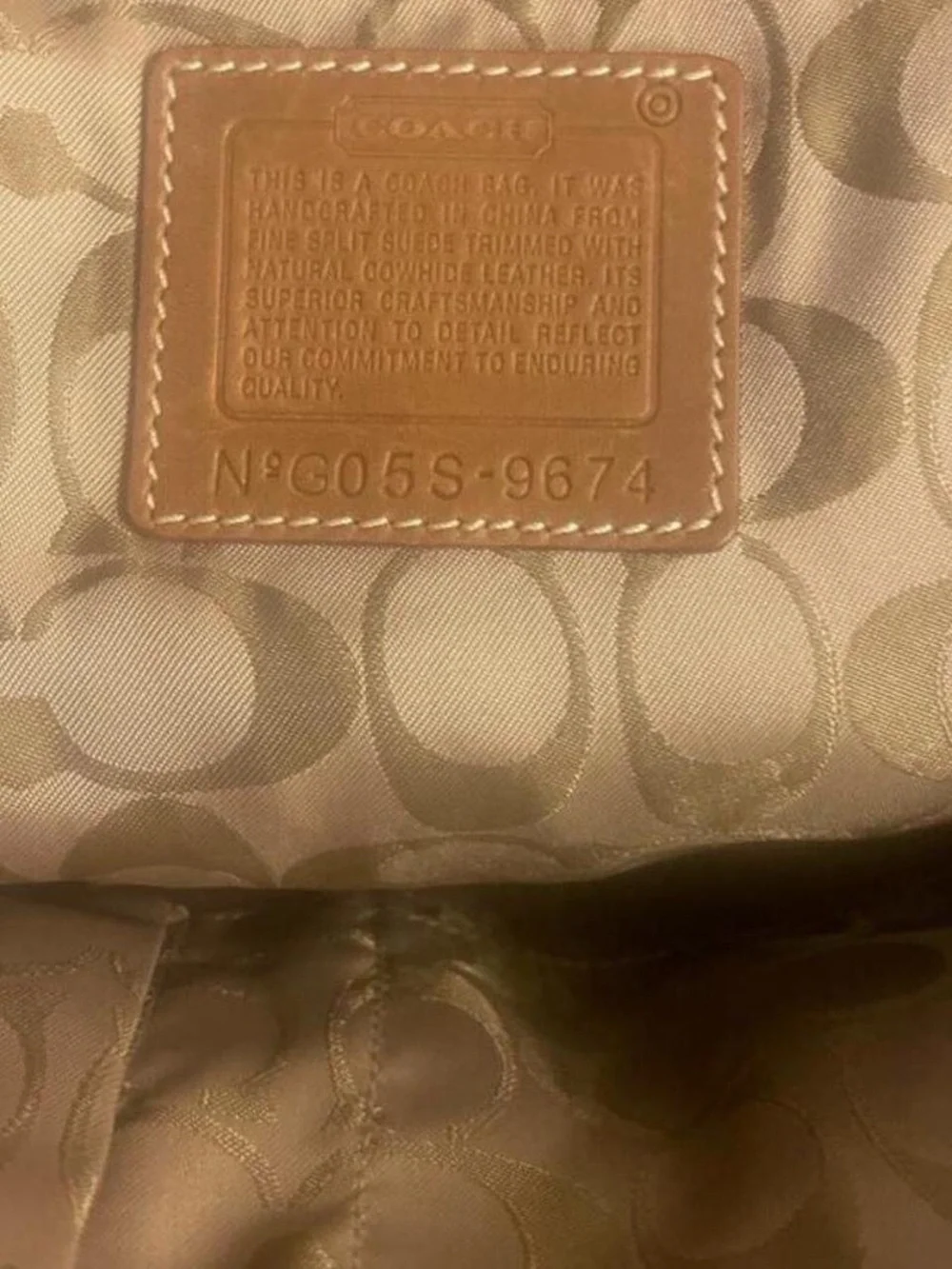 Coach Taupe Suede Shoulder Bag with Tan Leather Trim - Picture 4 of 5